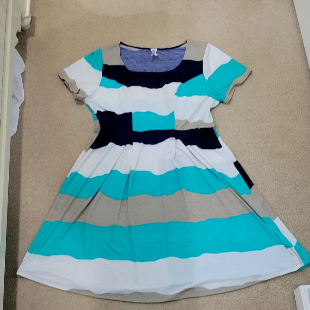 Plus Color Block Dress Purple Rain (1X) - Picture 1 of 4